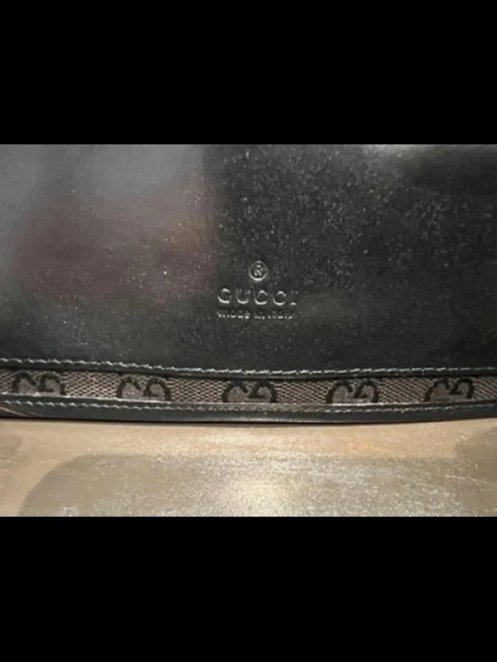 Gucci Brown Monogram Messenger Bag with Black Leather Pocket